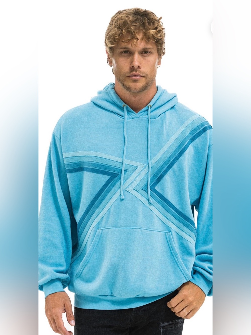 BLAZE PULLOVER HOODIE RELAXED - AQUA (Relaxed Fit Unisex XL)